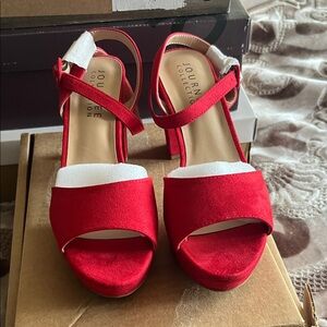 Journee Collection Red Open-Toe Heels